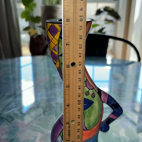 Muzeum Abstract Hand Painted Candle Holder 7 3/4” - Picture 7 of 8